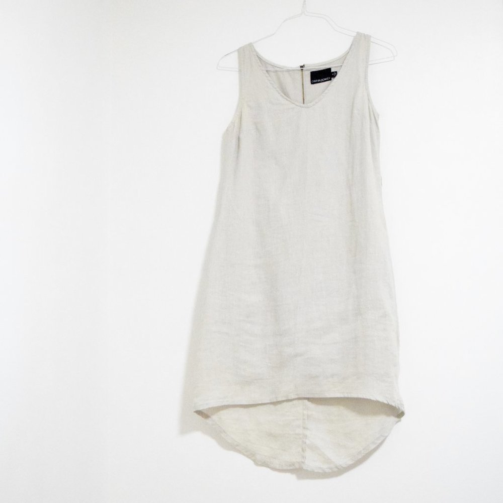 CYNTHIA ROWLEY Linen High-low Midi Shift Tank Dress | Size 4